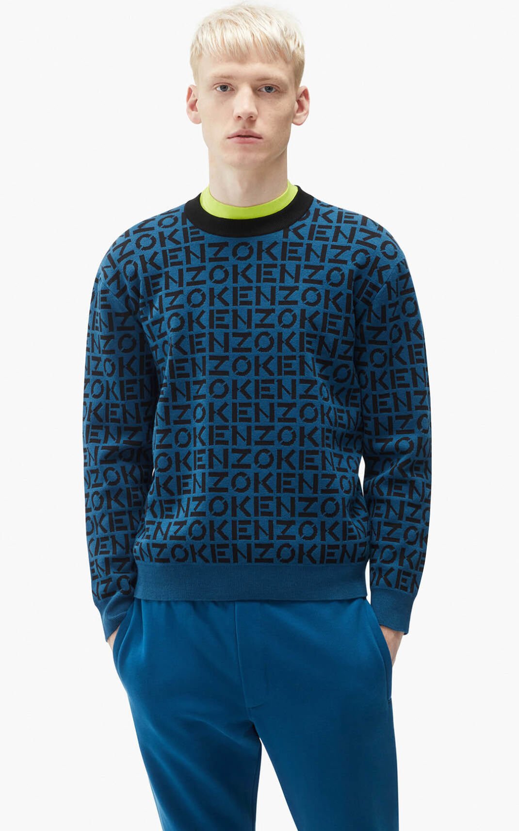 Pull Kenzo Sport monogram Homme Bleu Foncé | LQAU-14926